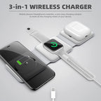 3-in-1 Foldable Wireless Charger Station | Magnetic Fast Charging Pad for iPhone Apple Watch AirPods Samsung Smartphones