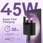 45W Super Fast Charger with 1m USB-C Cable | PD 3.0 PPS | Fast Charging Power Adapter